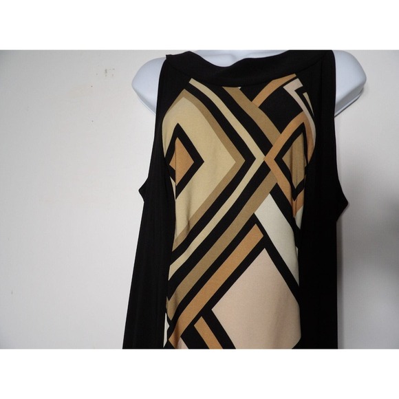 R& M Richards Dress 14W Black Maxi Sleeveless Geometric Beachy Boho Summer Vacay - Picture 11 of 13